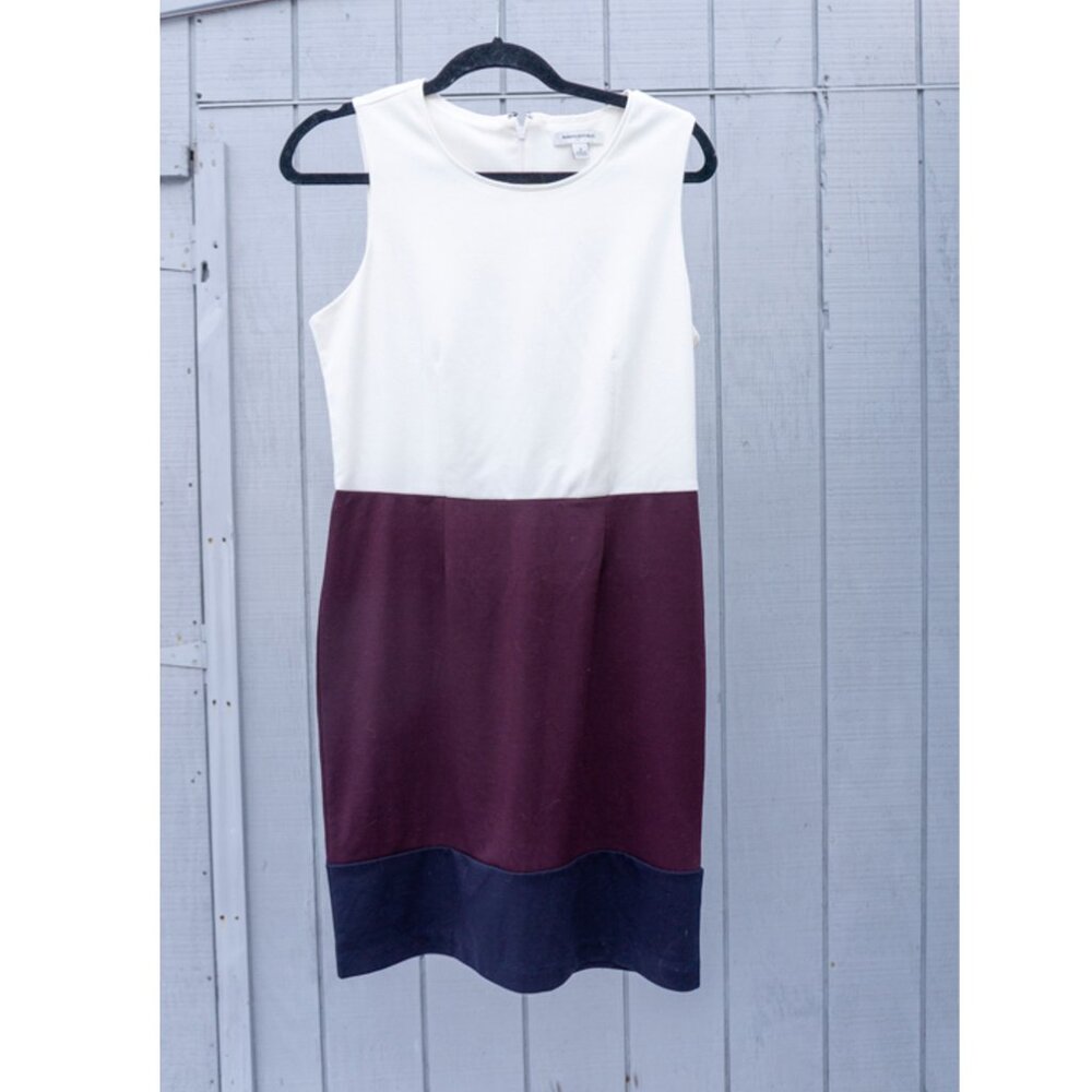Banana Republic Colorblock Dress Sheath Office Formal 8 White Burgundy Navy